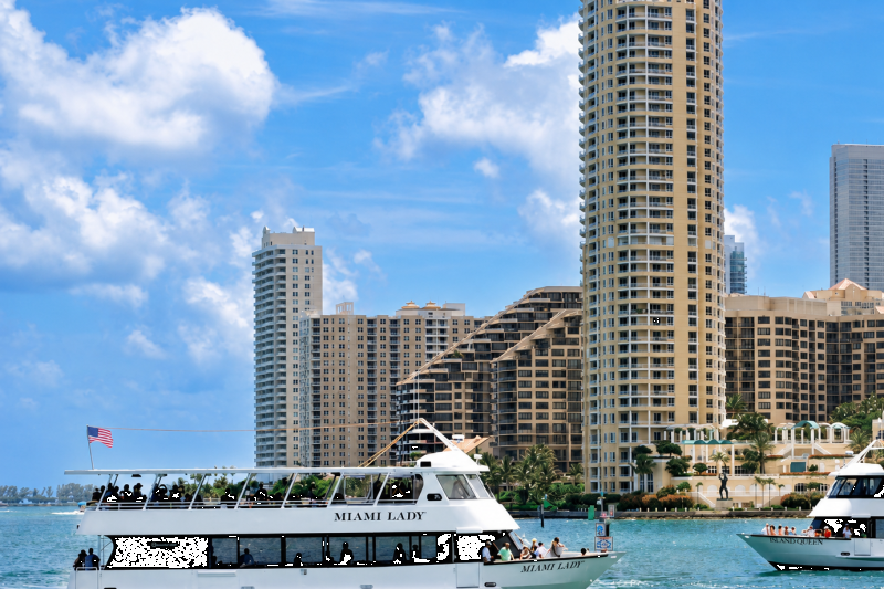 Head out on the Biscayne Bay for a view of the city from the water