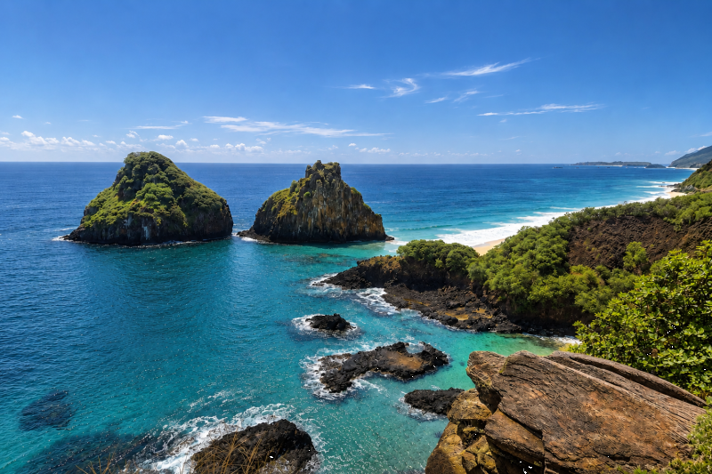 Fernando de Noronha: Costa dos Mirantes Trail & Sancho Beach Tour in Portuguese
