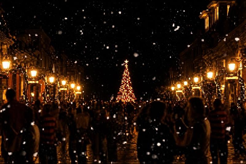 The Florida snow is falling on Market Street in Celebration
