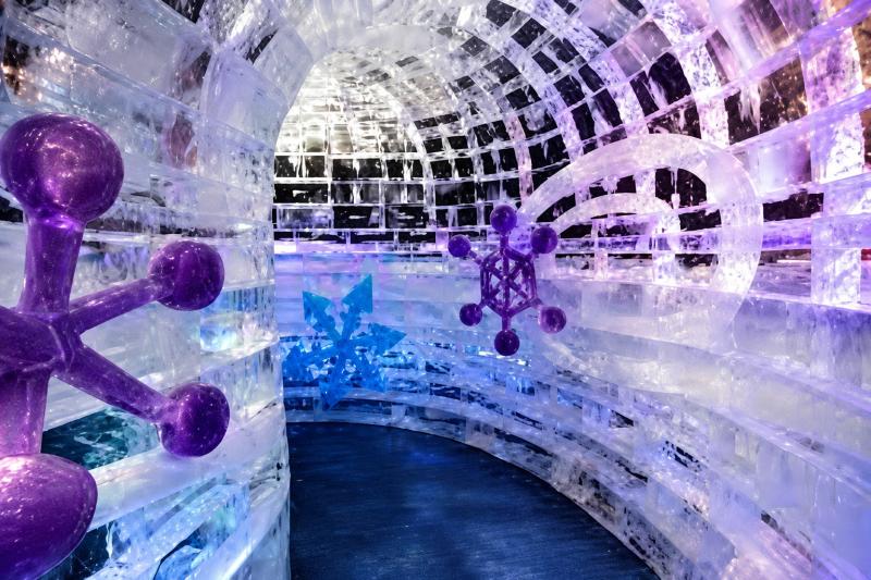 Walk through ice tunnels