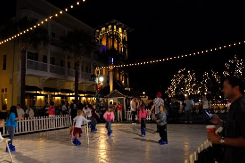 Celebration Town Center has lots of holiday events including snow fall and ice skating