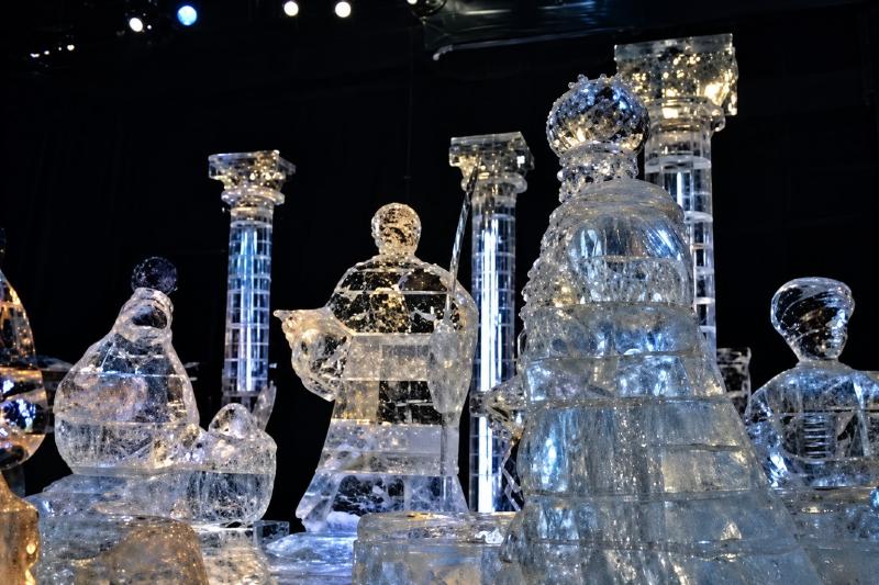 The nativity display, made of ICE
