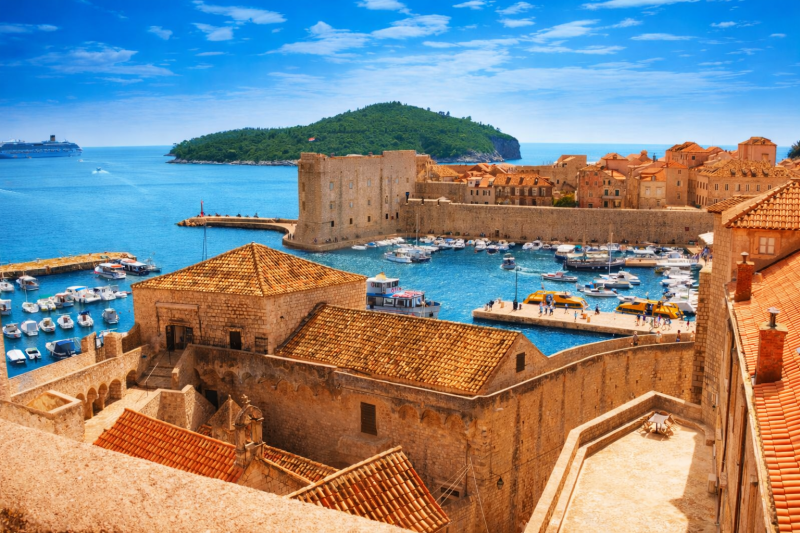 Picturesque harbor in the center of Dubrovnik
