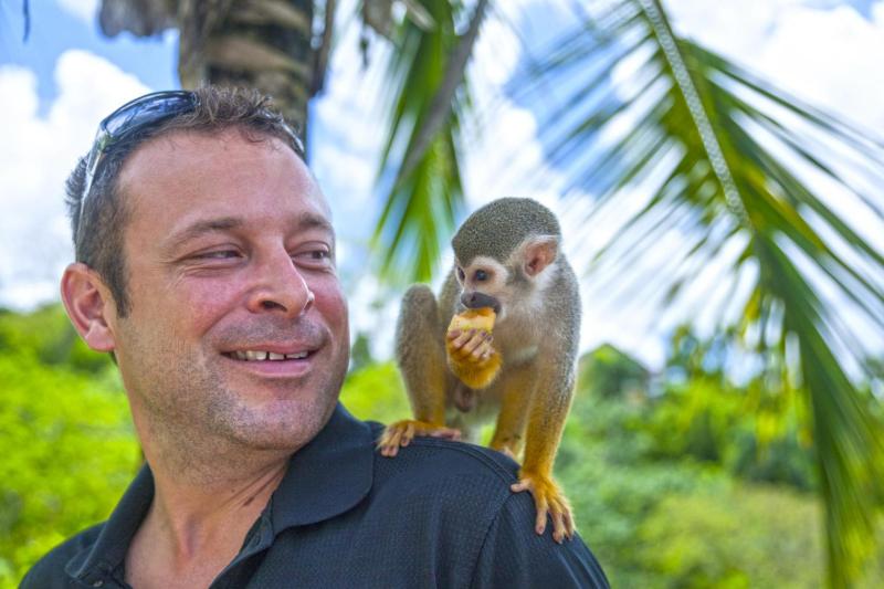 interacting with monkey