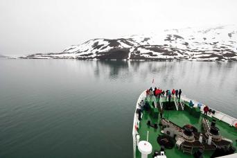 On the bow of MS Expedition