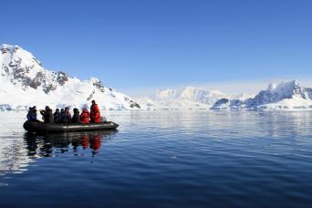 Exploring with the ship's Zodiacs