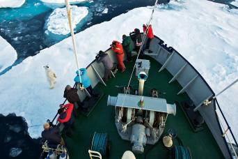 On the bow as we approach a polar bear!