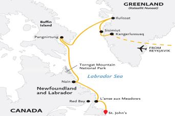 Map of Canadian Arctic & Greenland expedition Khlebnikov