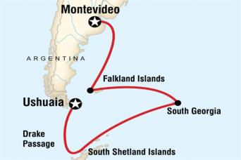 Map of Falklands, South Georgia & Antarctica Expedition