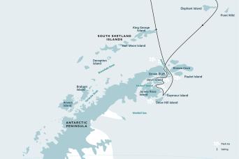 Map Antarctic Peninsula expedition Plancius