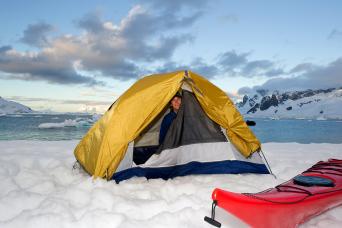 Camp out for the night in Antarctica!
