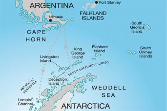 Map of Antarctic Peninsula Adenture itinerary