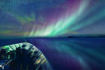 Northern lights seen from the ship