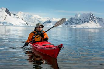 Antarctic adventure options include kayaking