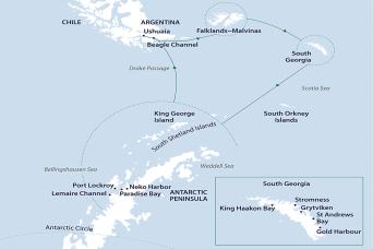 Map os in-depth South Georgia and Antarctica itinerary