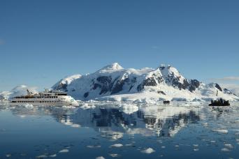 Ship Greg Mortimer in Antarctica