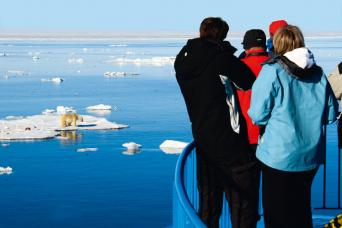On deck in search of polar bears