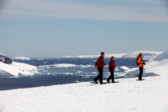 Snow-shoeing in Antarctica from Basecamp Plancius