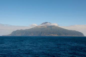 Approaching Tristan da Cunha island