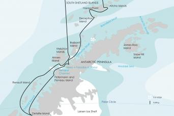 Map for Antarctic Polar Circle expedition