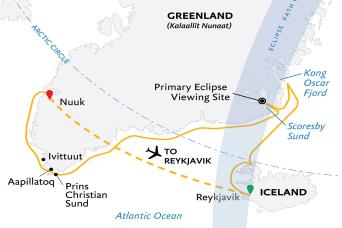 Map East Greenland expedition shown as a guide only