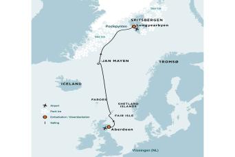 Map of Scotland to Svalbard expedition