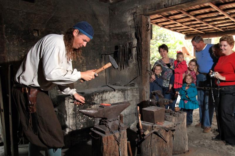 Watching the blacksmith demonstration