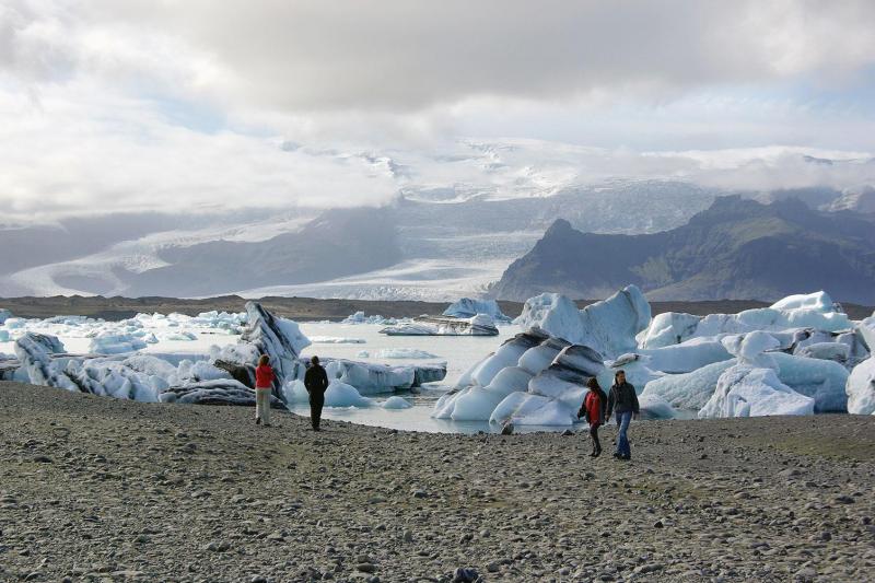 Lagune du glacier Jökulsárlón à la tête du glacier Breiðamerkurjökull dans le sud-est de l''Islande