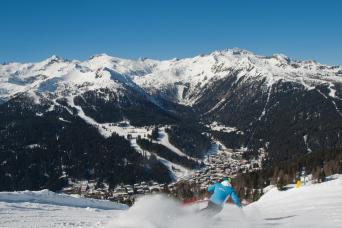 skiing on the slopes of Madonna di Campiglio
