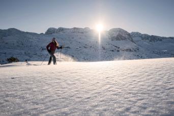 Snowshoe hike under the sun